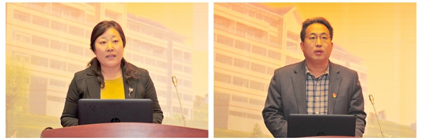 临床医学院院长梁淑娟作表态发言、公共卫生与管理学院院长尹文强作表态发言